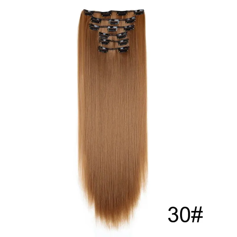 24Inch Synthetic 6pcs/set Long Straight Clip-in Hair Extension Heat Resistant Fiber Hair for Women Hair Accessories — image 23