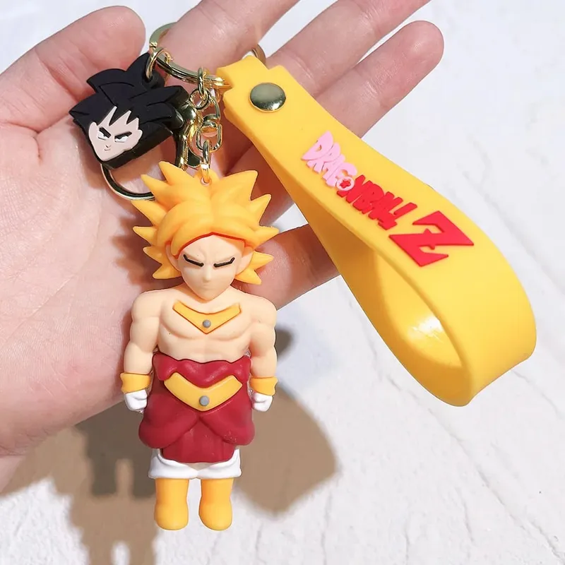 Anime Dragon Ball Keychain PVC Cartoon Cartoon Figure Trunks Son Goku Piccolo Buu Vegeta Figures Key Chain Keyring Bag Decor