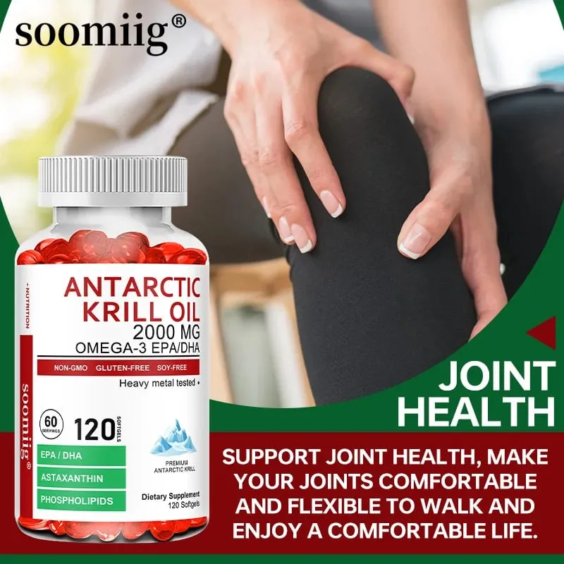Antarctic Krill Oil Capsules 2000mg Omega-3 EPA & DHA with Astaxanthin Supplement Sourced from Red Krill Maximum Strength