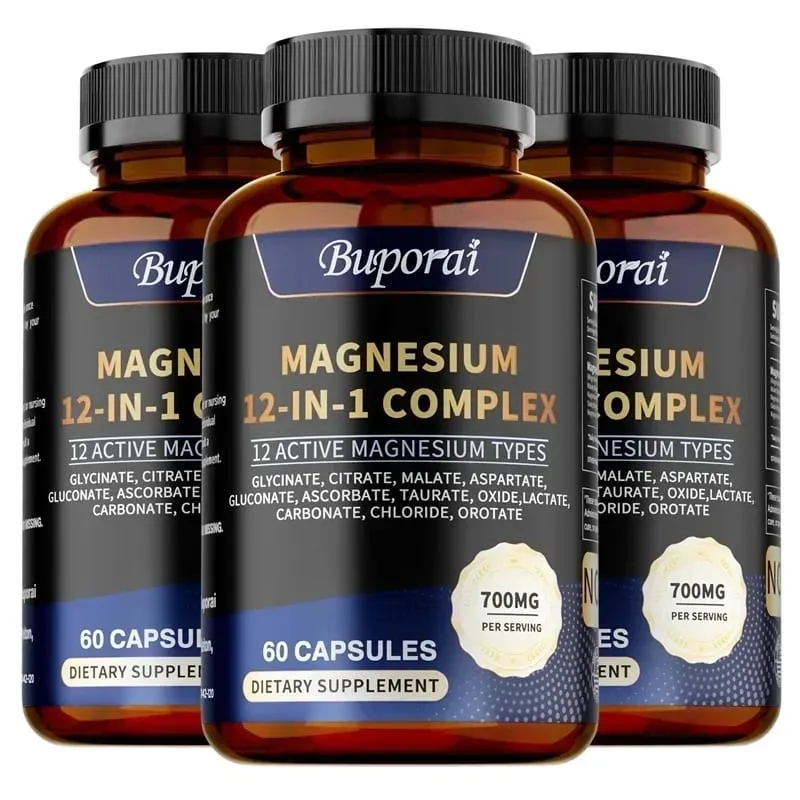 Magnesium Complex Capsules - Contains Citrate and Malate To Support Bone Heart and Muscle Health Boost Immunity Non-GMOSupple