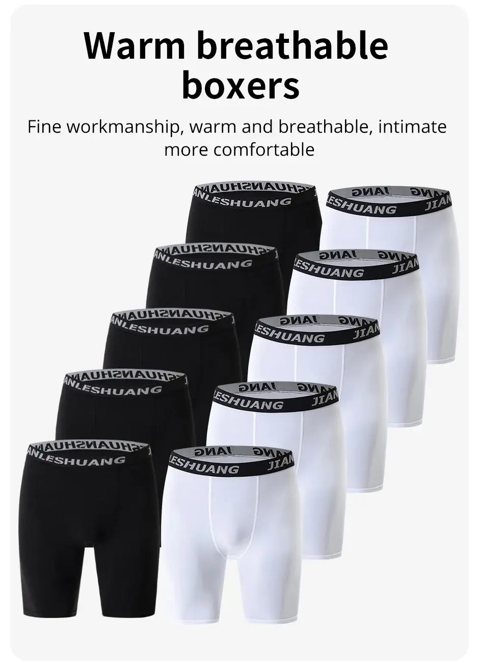 1/5 Uds. Ropa interior larga clásica para ciclismo en blanco y negro para hombre, pantalones cortos de entrenamiento integrales para correr y Fitness de varios tamaños para adolescentes