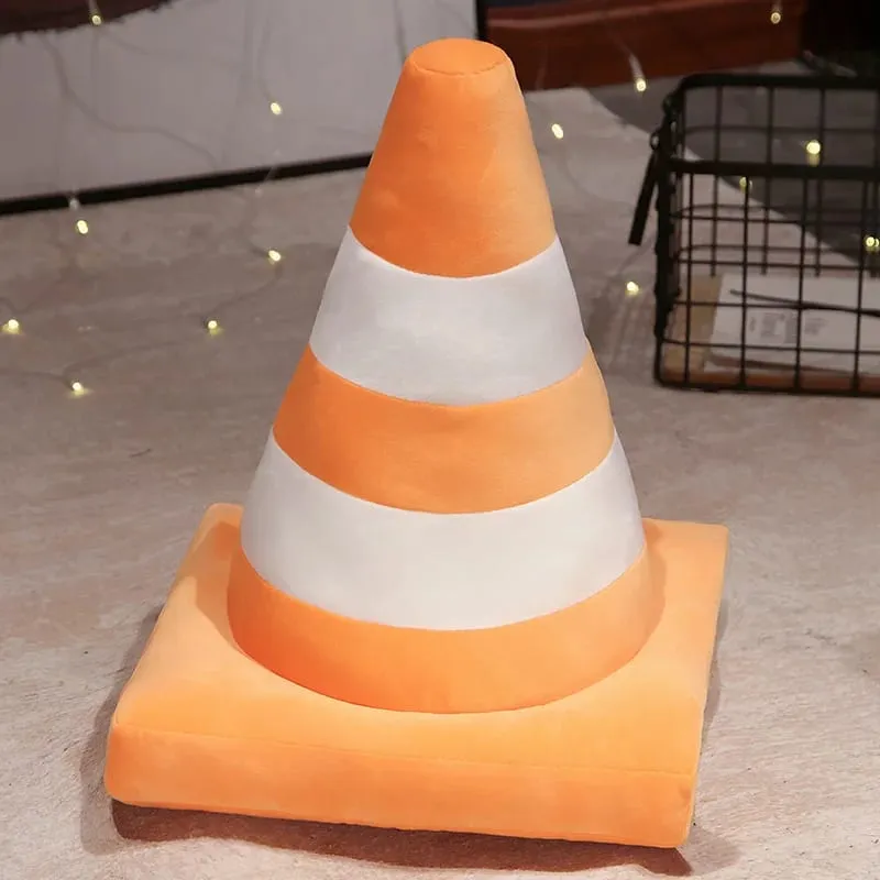 Simulation Traffic cone Plush Pillow Creative Roadblock Stuffed Toy Construction Cone Sign Cushion Doll Kids Boys Road Game Gift — image 15