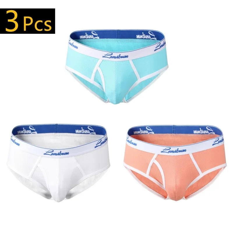 1/3 PCS New Men's Underwear Mid Waist Thread Cotton Breathable Solid Color Youth Underwear Men's Triangle Pants — image 24