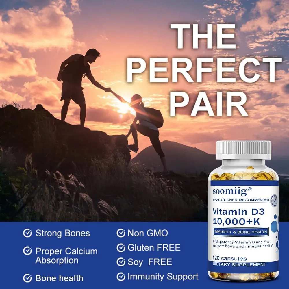 Vitamin D3 + K - Supplement for Immune Support Bone & Heart Health Vitamin D with MK-7 (Vitamin K2) Non-GMO Gluten-Free — image 5