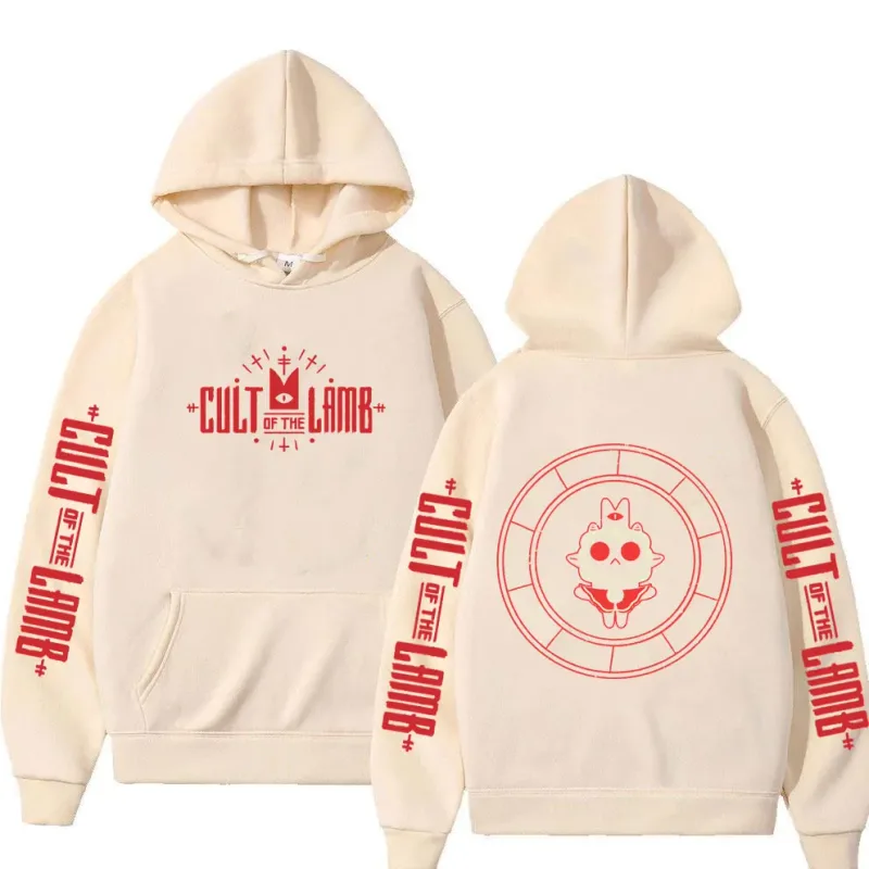 Game Cult of The Lamb Print Hoodie Lalaki Babae Vintage Fleece Cotton Pullover Hoodies Unisex Fashion Casual Oversized Streetwear