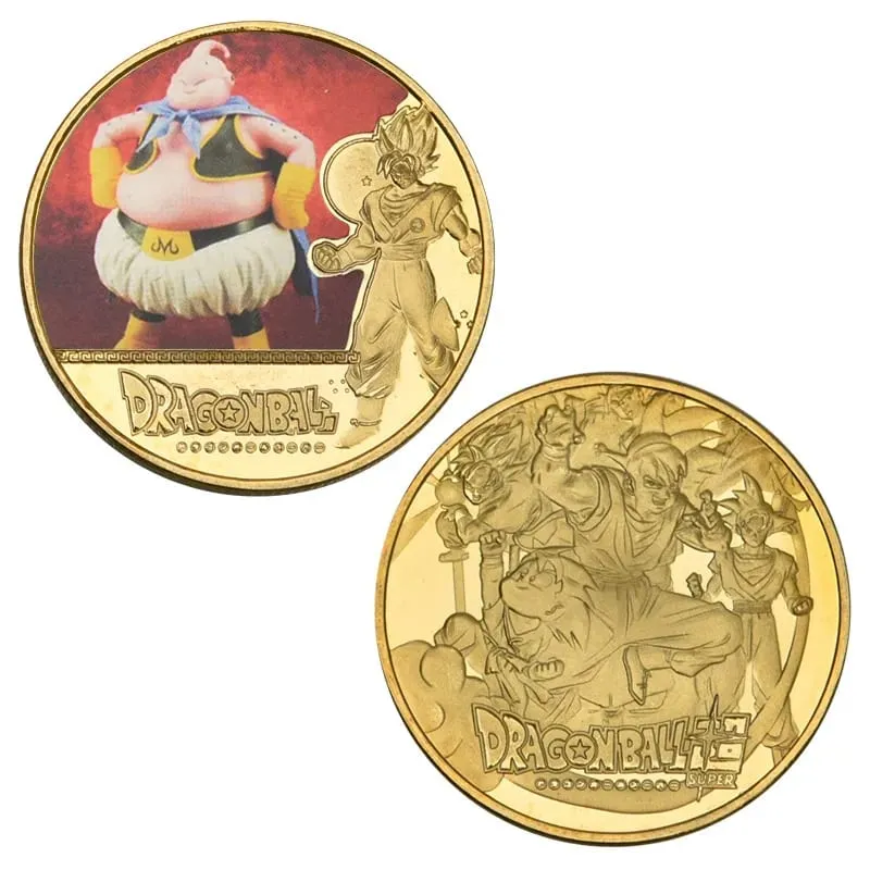 Dragon Ball Banhado A Ouro Moeda de Ouro Son Goku Vegeta Moedas Comemorativas Crianças Clássico Anime Periféricos Coleção Brinquedo Lembrança