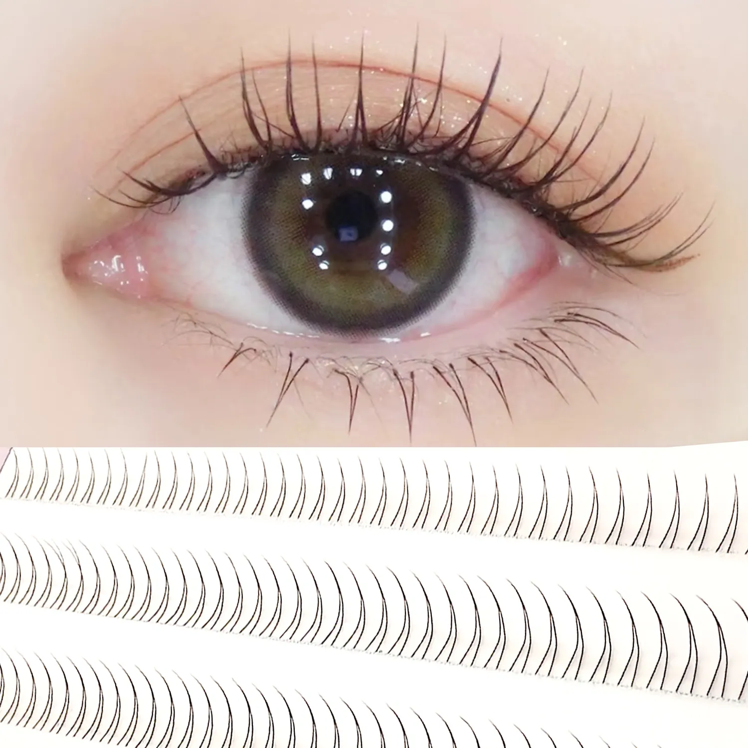 C Curl V Shape Black Under Eyelashes Natural Soft Manga Comic Eye Lashes Korean Style Bottom Lashes Eyelash Clusters Bunches — image 2