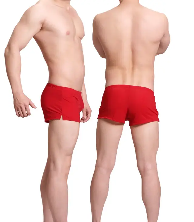 Mens Underwear Ice Silk Boxer Shorts homme Solid Mid-rised U Convex Pouch Underpants Cueca Men's Arrow Pants Plus Size M-XXL