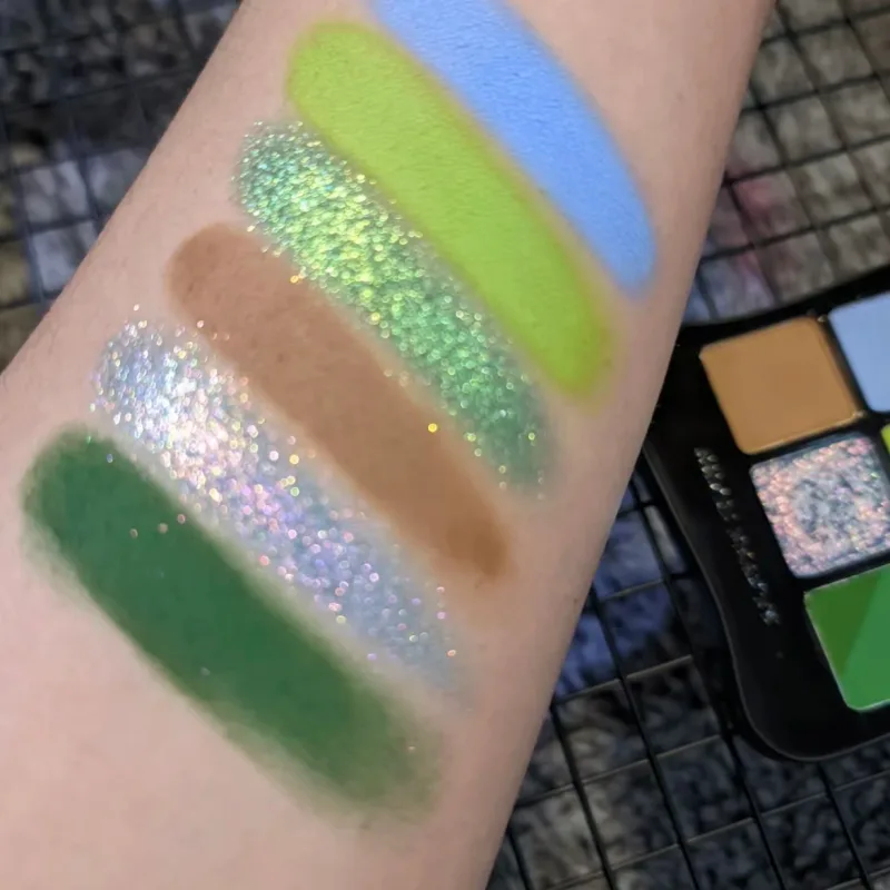 6 Color Eyeshadow Platte Green Matte Chameleon Shimmer Glitter High Pigmentated Eye Shadow Gothic Eyemakeup