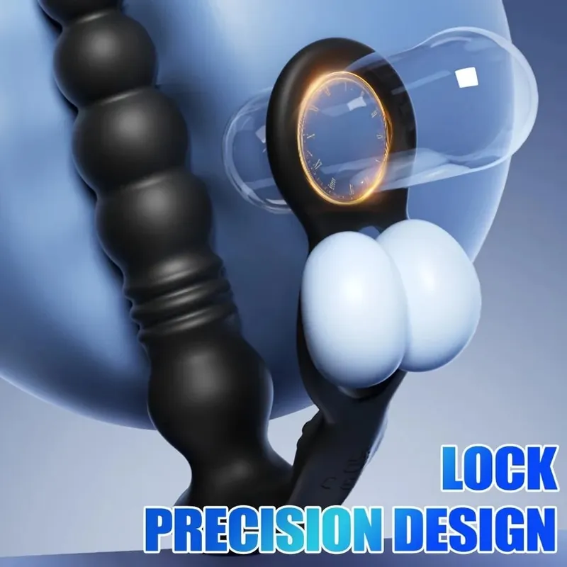 Male Prostate Massager Telescopic Anal Vibrator with Penis Ring Butt Plug Remote Control Wearable Anus Adult Sex Toy for Men Gay
