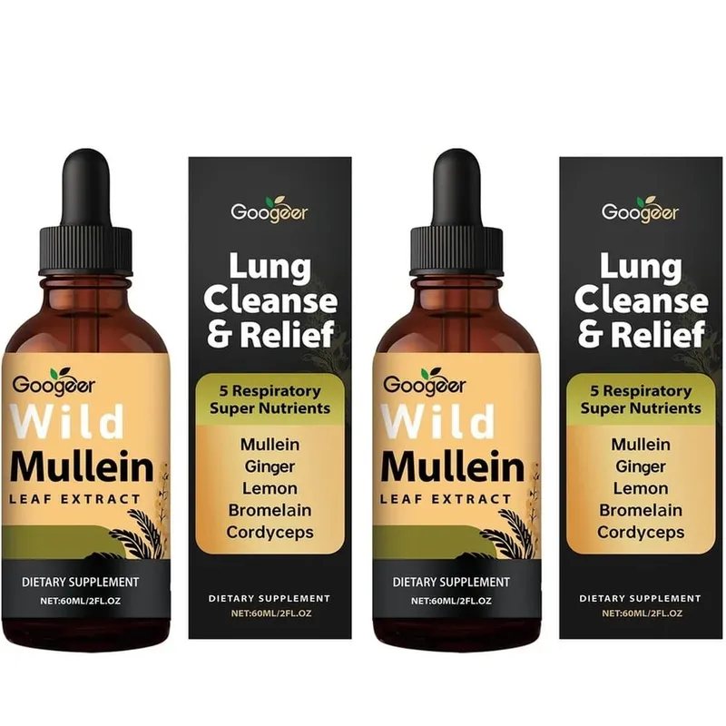 Googeer Yabani Sığırkuyruğu Yaprağı Ekstresi Sıvı Solunum Desteği Zencefil Limon Kabuğu Ekstresi Bromelain ve Cordyceps Ekstresi 60 ML