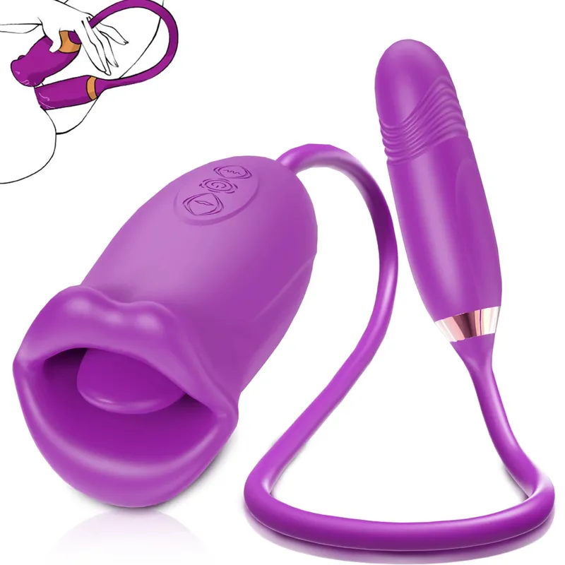 Patting Vibrator for Women with Tongue Licking Nipple Oral Sucker Clitoris Stimulator G Spot Dildo Adults Female Sex Toys