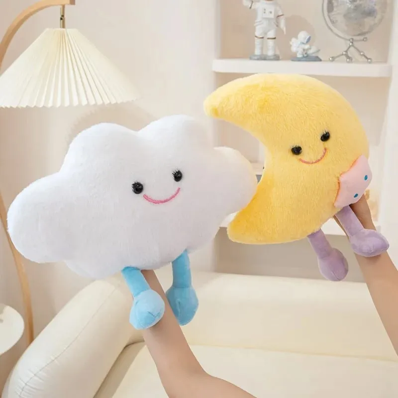Lovely Smile Moon and Cloud Plush Pillow Comfortable Sofa Cushion Stuffed Soft Doll Home Car Decor Gift
