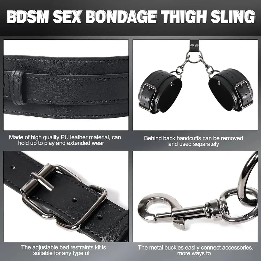 Erotic Toys Kits Adjustable Bondage Reverse Handcuffs Metal Anal Hook Binding Belt Sets Sex Toy For Couples BDSM Adult Toys