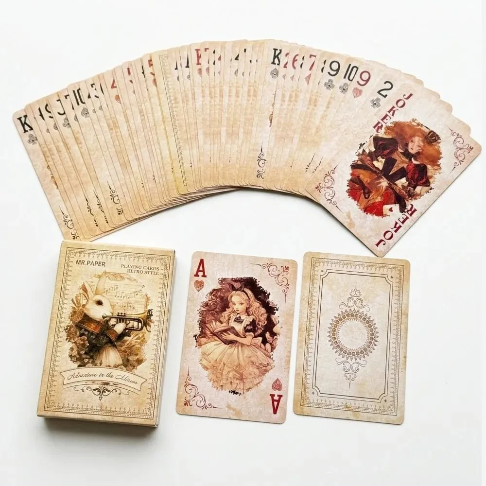 55Pcs Alice in Wonderland Playing Cards Luxury Retro Style Board Game Card Vintage Anime Poker Cards for Collection Gift
