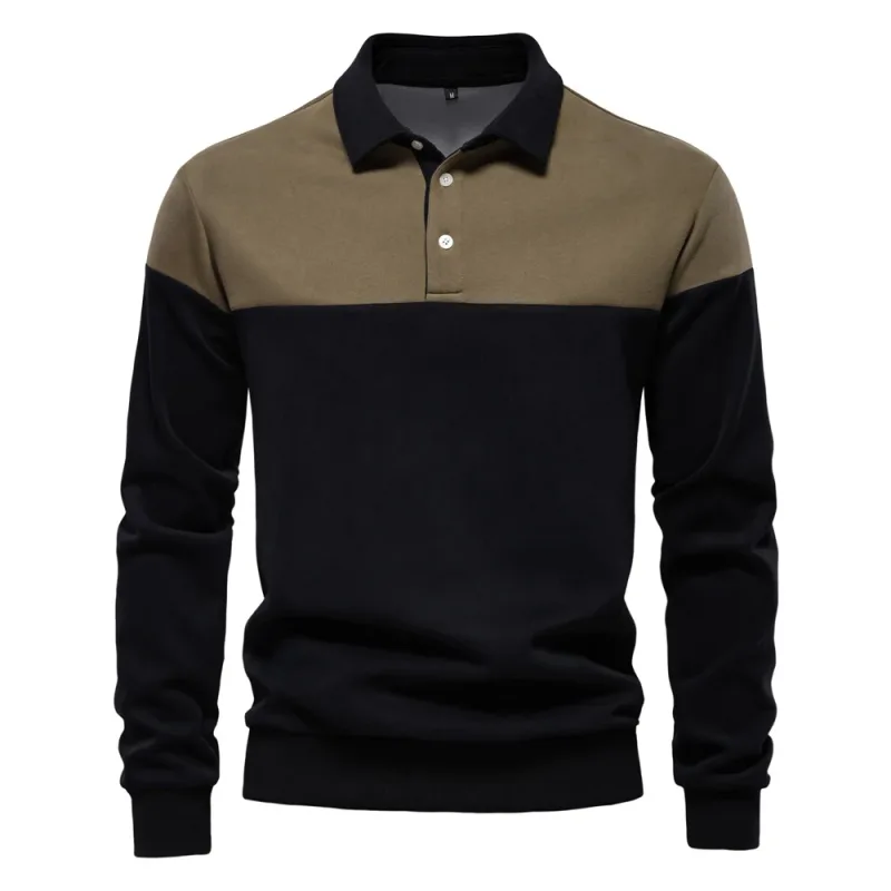 Felpa da uomo in cotone premium Felpa a blocchi di colore Felpa sociale casual da lavoro a maniche lunghe