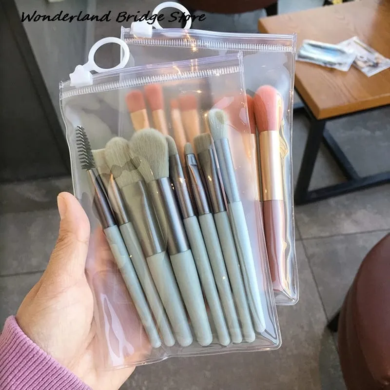 8PCS Mini Pro Makeup Brushes Matte Handle Portable Soft Hair Makeup Brush Set With Bag High Quality Makeup Tools