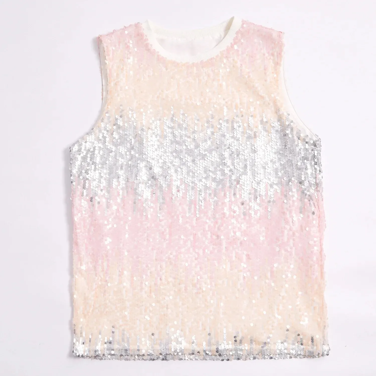 2025 Fashion Pullover Sleeveless Multi-color Sequined T-shirt/vest for Women Urban Street Style Multicolored Women's Tank Top