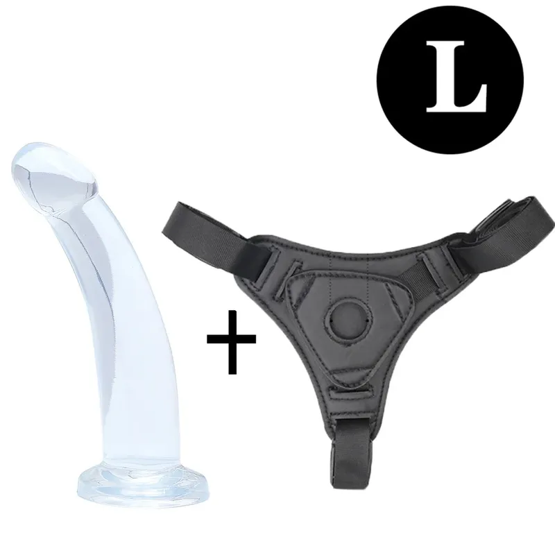 Lesbian Realistic Strapon Dildo Panties Strap-on Harness Belt with Silicone Anal Plug Suction Cup for Women Gay Sex Toys