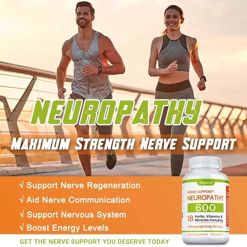 Neuropathy Support Supplement 600mg - Supports The Nervous System Relieves Stress Promotes Brain Function and Boosts Energy