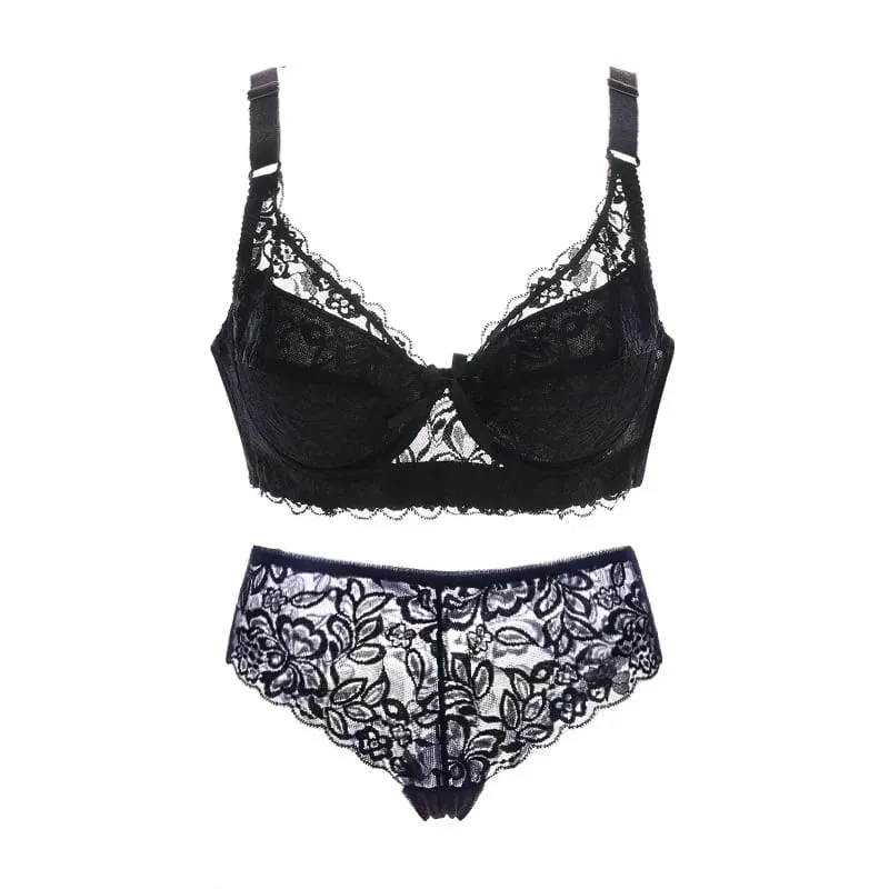Sexy krajkové tenké kalhotky a kraťasy Velká dámská Bralette Set Push Up Set podprsenky Dívčí top BH Sety spodního prádla Push Up Intimates