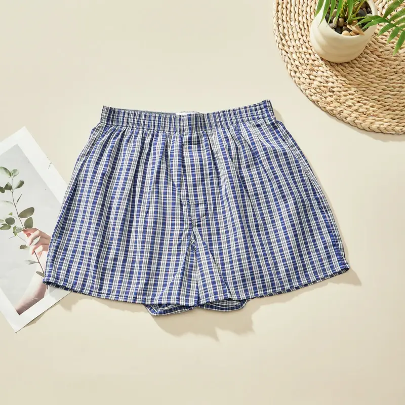 Random 4PCS Men's Fashion Arrow Shorts Home Shorts Men's Underwear Comfortable Breathable Plaid Underwear