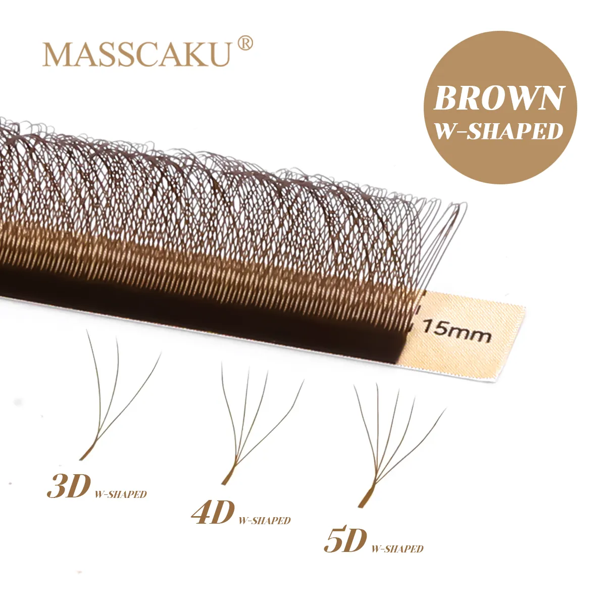 Brown 3D/4D/5D W-Shaped Eyelash Extensions 8-15mm Mix Length Hand-woven Premade Volume Fans Eye Lashes Makeup Products