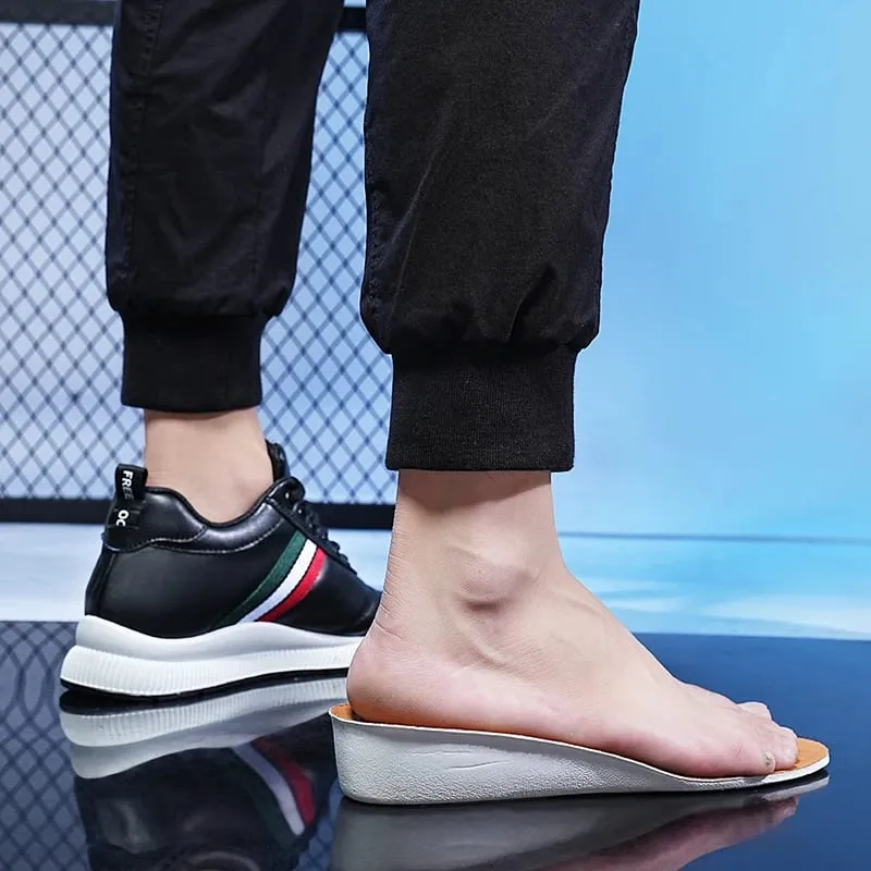 Men Leather Elevator Shoes Chunky Casual Sneakers Height Increase Insoles 6CM Heightening Shoes Tall Lift Sports Shoes — image 6