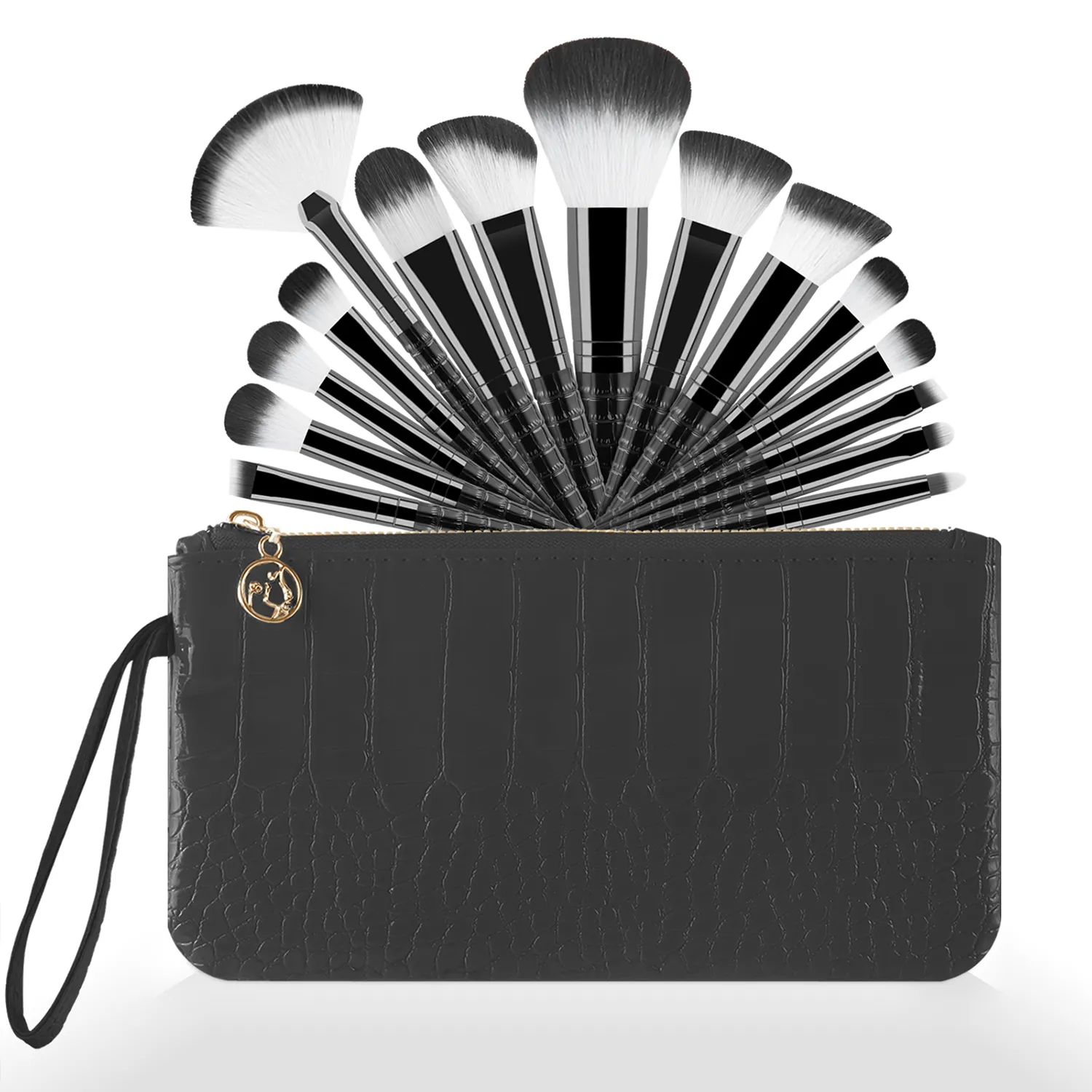 33Pcs All In One Makeup Tools Set 15 Brushes Beauty Sponges Powder Puff Eyelash Curler With Storage Bag For Full Face Makeup