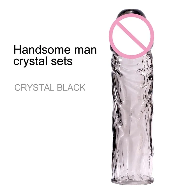 Penis Extender Cock Rings Delay Ejaculation Reusable Penis Condoms Dick Sleeve Silicone Glans Vagina Massager Sex Toys For Men