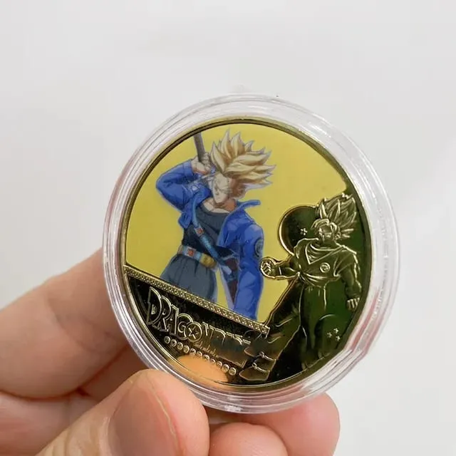 Dragon Ball Banhado A Ouro Moeda de Ouro Son Goku Vegeta Moedas Comemorativas Crianças Clássico Anime Periféricos Coleção Brinquedo Lembrança