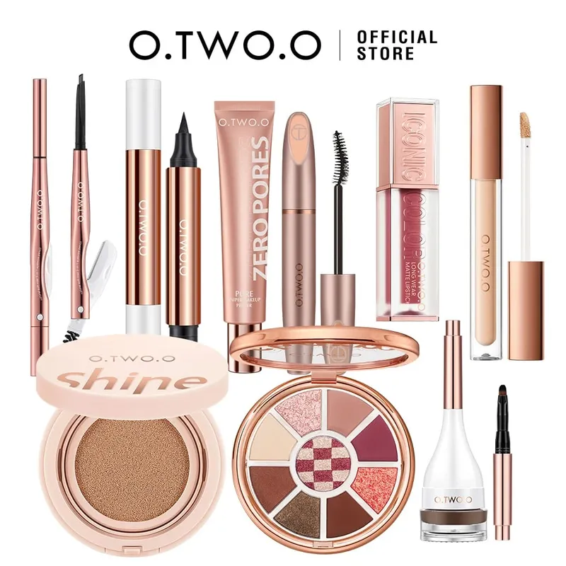 O.TWO.O Full Makeup Set 10pcs Cosmetics Kit Mascara Eyeliner Foundation BB Cream Air Cushion Concealer Lipstick Makeup for Women