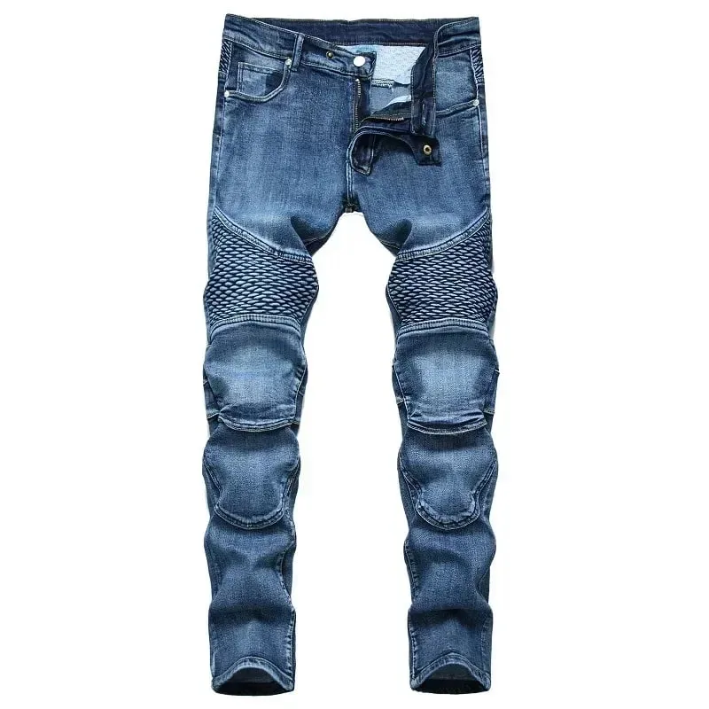 Ανδρικό νέο casual τζιν μοτοσικλέτας Hip Hop Street Riding Stretch Slim Fit ίσιο παντελόνι Patchwork Μόδα τζιν παντελόνι Ανδρικό — image 5
