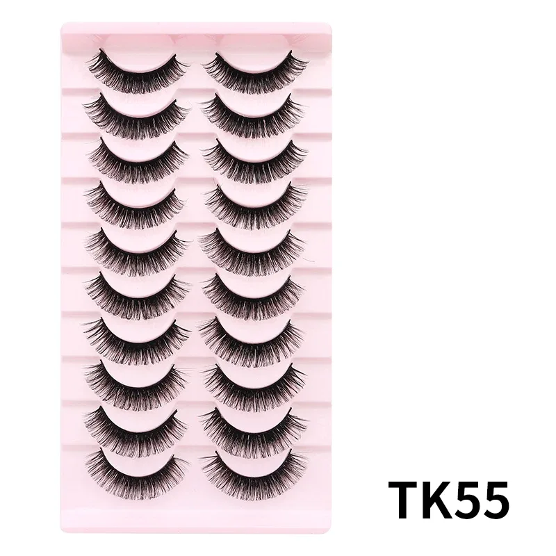 10 Pairs Russian DD Curl Bulk Fluffy Strip Lashes Natural Soft False Eyelashes Reusable Handmade Eye Lashes for Daily&Party