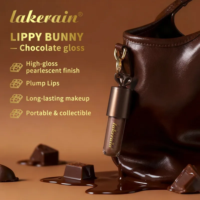 Lakerain Chocolate Rabbit Lip Gloss Long Lasting Hydration Mirror Effect Moisturizing Smooth Non-Sticky Lippy Bunny Lipstick