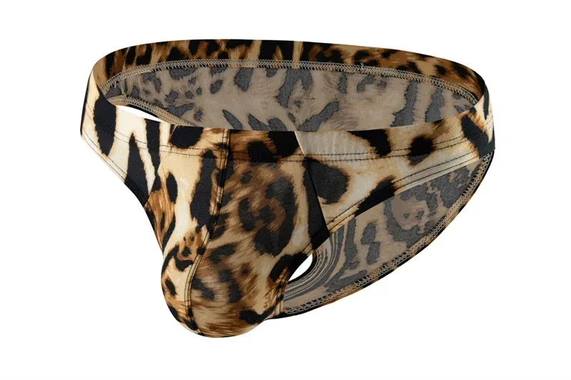 Sexy Men's Briefs Underwear Leopard Pattern Low Waist Soft Slip Briefs Lingerie Underpants Pouch Tangas Sexis De Hombre