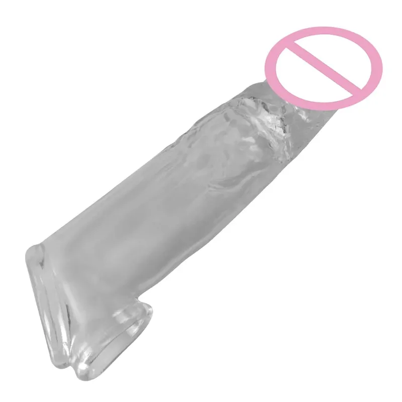 Male Delay Ejaculation Realistic Penis Condom Soft TPE Cock Enlarger 18CM Sex Shop Sex Toys for Men Penis Sleeve Extender