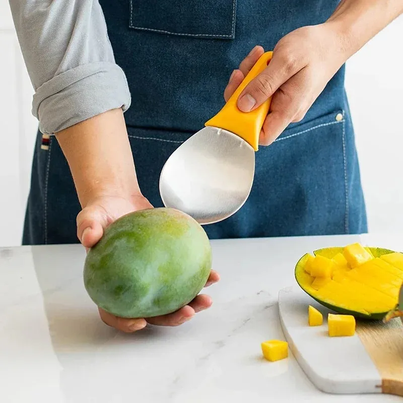 1 adet Mango Dilimleme Kesici Çok Fonksiyonlu Meyve Kaşığı Karpuz Kesme Bıçağı Mango DicingTools Mango Doğranmış Kepçe Mutfak Aletleri