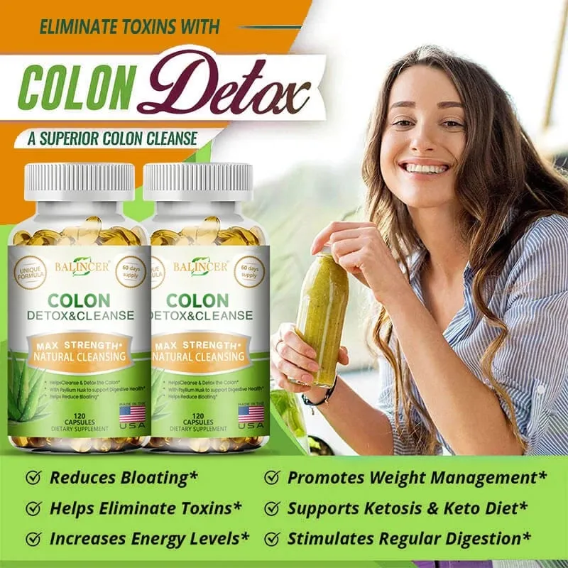 Balincer Colon Cleansing Supplement - Full Body Colon Digestive Regulation and Gut Health for Men and Women 120 Capsules