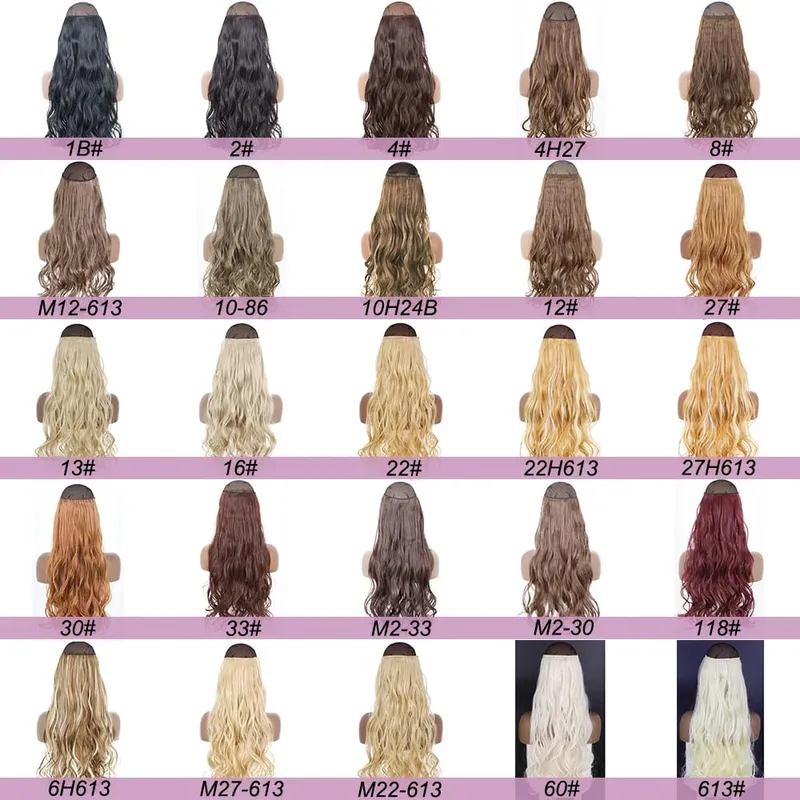 No Clips In Long Wavy Hair Extension Invisible Wire Hidden Fish Line False Hair Piece Synthetic Natural Black Blonde 16”22”32”