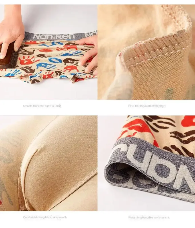 4Pcs Boxer Shorts Men's Underwear Sexy Panties Cotton Boxers Man Underpants Male Shorts Homme U Convex Lingerie Free Shipping