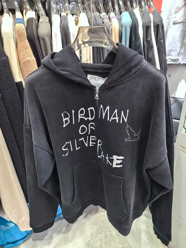 Nouveau surdimensionné PALY sweat à capuche pour homme femme lavé noir endommagé meilleure qualité décontracté Vintage Cardigan Zip sweats