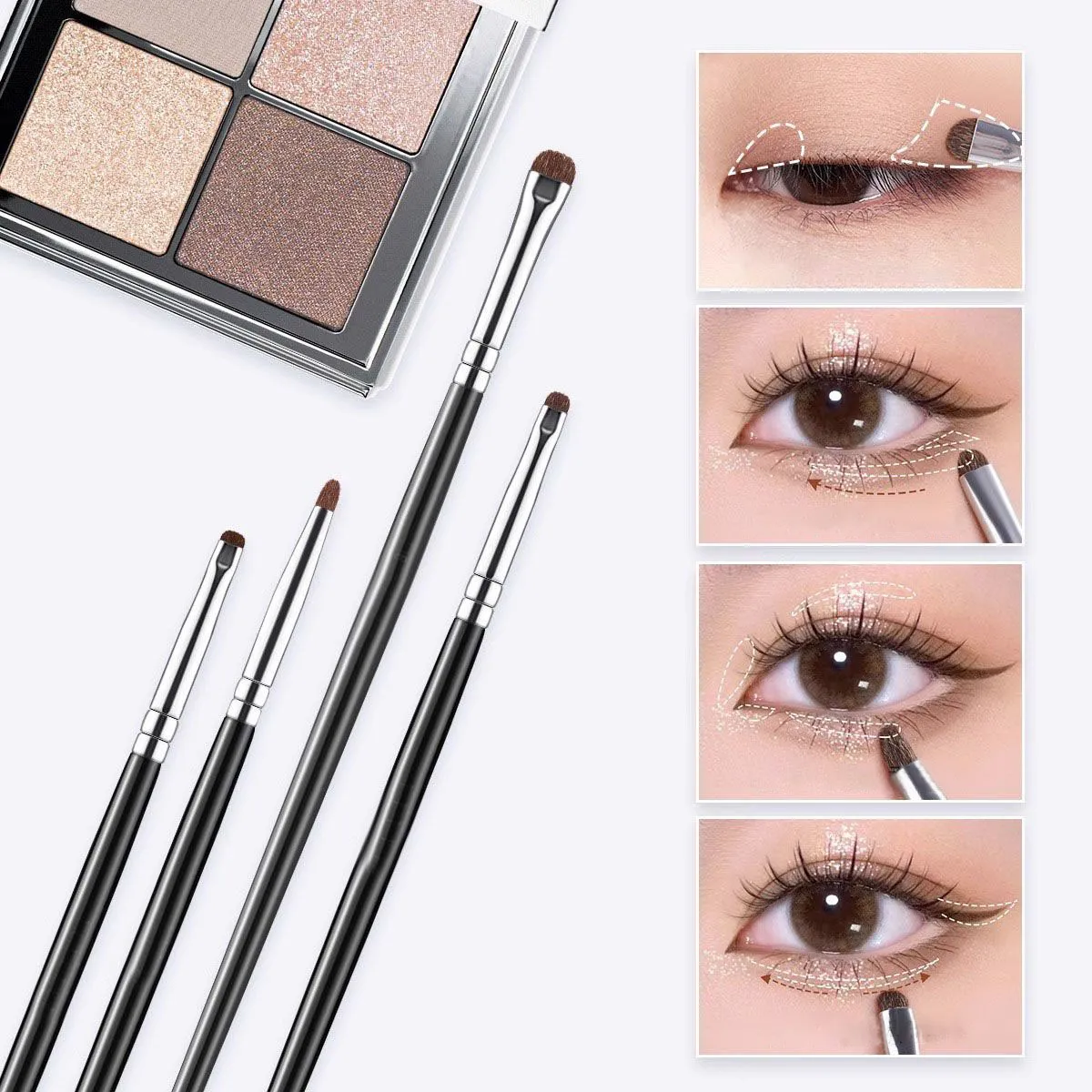 2/4pcs Eyeshadow Brush Set Soft Horse Hair Eyelid Highlighter Lying Silkworm Makeup Brushes Eyes Make Up Tools — image 3