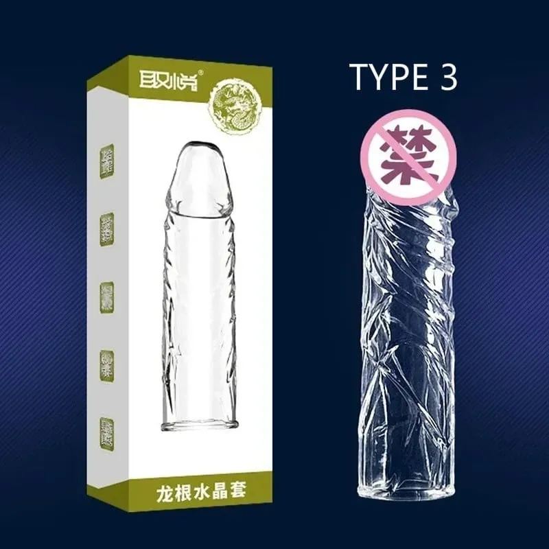 4 Types Thicken Penis Enlarge Sleeve Reusable Condom Cock Extender Delay Ejaculation Sex Toys for Men Intimate Goods