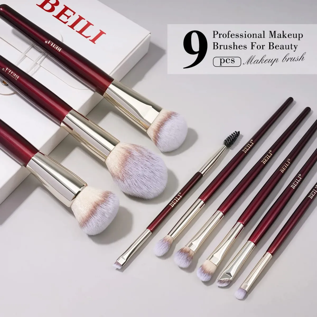 Makeup Brushes 9Pcs Professional Makeup Brush Set Premium Synthetic Brushes for Foundation Powder Blush Eyeshadow Soft