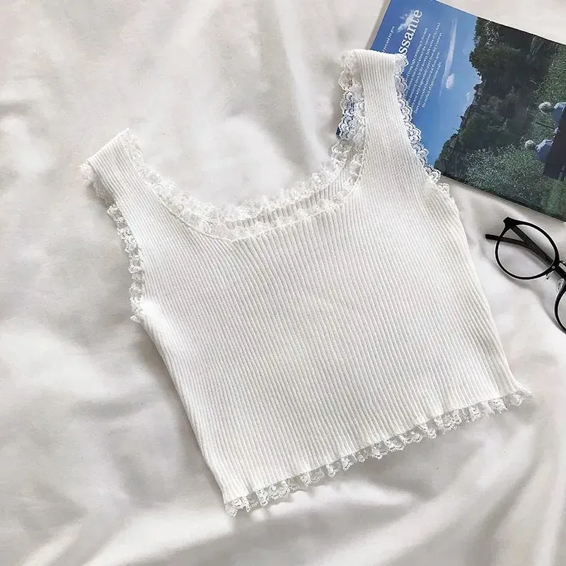Tank Tops Women Plain Lace Up Crop Tank Top For Women Basic Solid Sexy Crop Tops Square Neck Plain Crop Tops