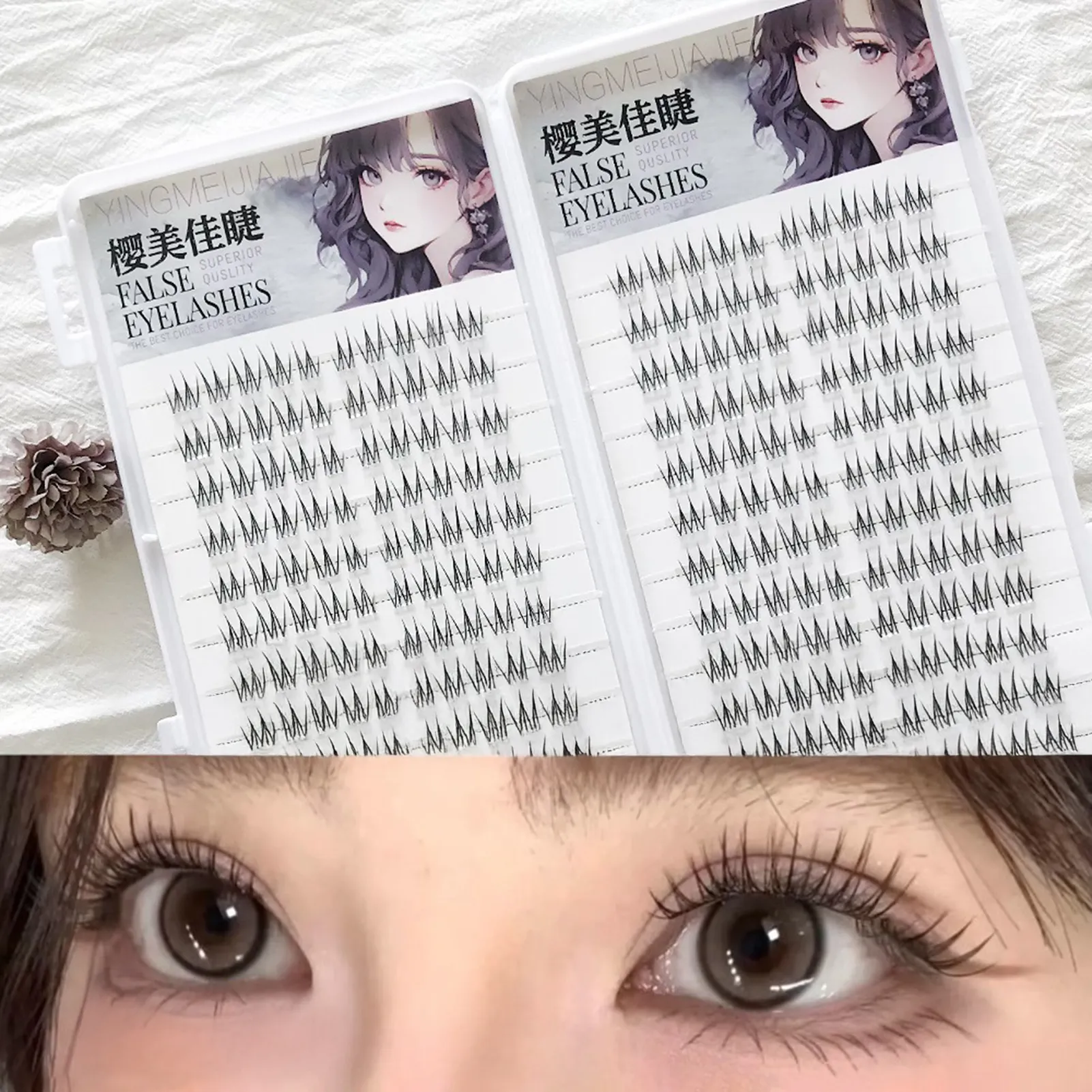 Glue-free Natural Korean False Eyelashes Clusters 6/10/20 Rows Curling Girl Group Eyelash Extension Perfect Daily Eye Makeup