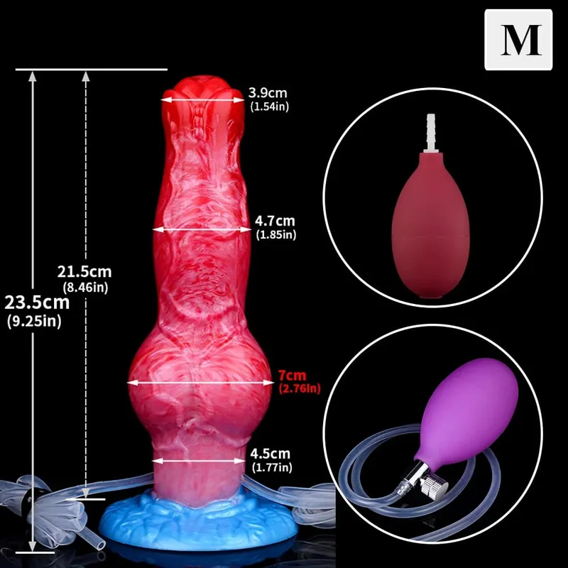 Ejaculation Anal Plug Dog/Wolf Dildo Inflatable Big Knot Penis with Squirting Function Strong Sucker Sex Toy for Women Men
