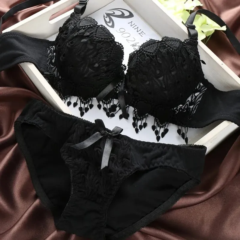 Push Up Bra Set Women Lingerie Underwear Sexy Floral Lace Underwear Set Lady Comfortable Thin Cup Brassiere Outfit