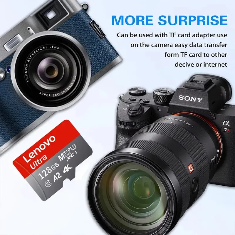 Lenovo High Speed Micro SD Memory Card 512GB 4K Full HD Video Compatible with Phone GoPro Action Camera 64GB 128GB 256GB